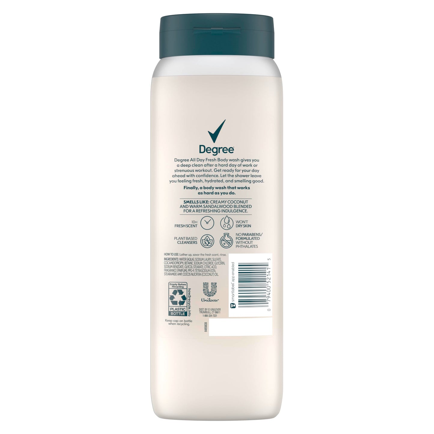 Degree All Day Fresh Body Wash Fresh Coconut Deep Cleansing 20 oz Beauty and Personal Care Degree