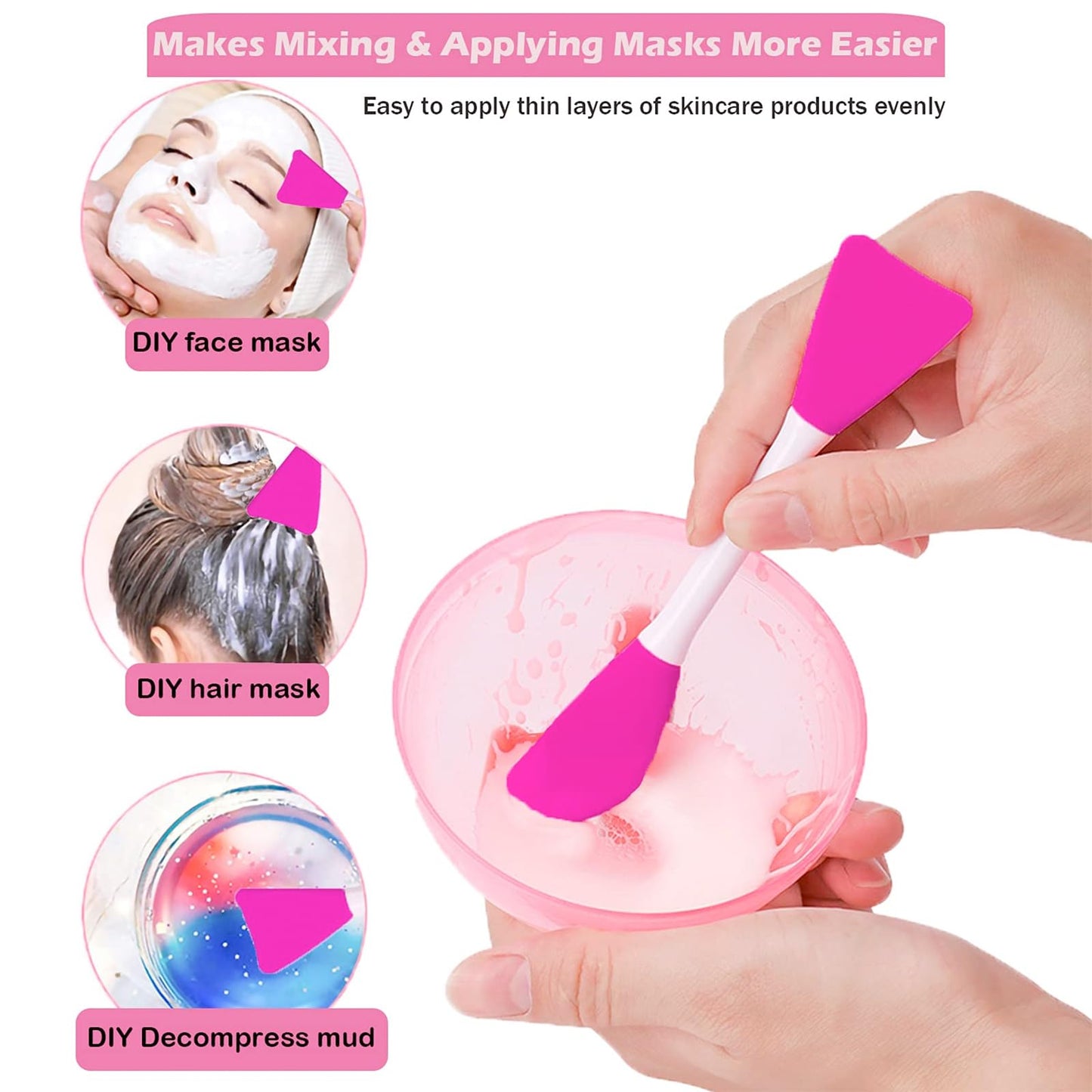 RamPula Mask Applicator Silicone Face Brush Face Mud Cream,Clay Mask,DIY,Modeling Mask Brushes DIY Mud Mixing Spatula Double-end Handheld Scoop Skin