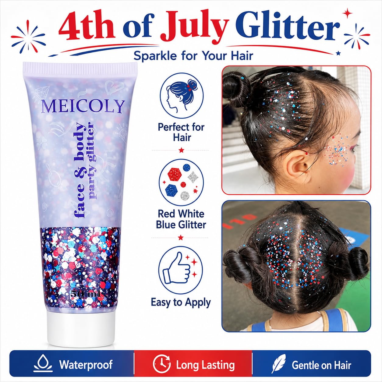 MEICOLY 50ml Sparkling Pink Face Glitter,Holographic Color Changing Hair Glitter Gel for Body,Face,Hair,Lip,Eye,Long Lasting Self-Adhesive Sequins Beauty and Personal Care MEICOLY
