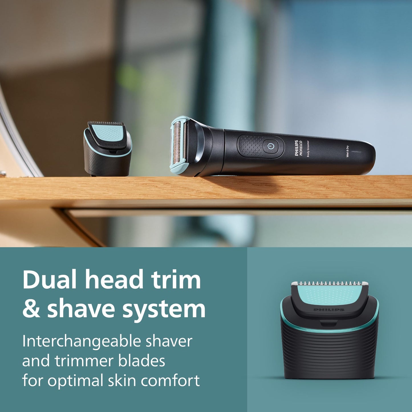 Philips Norelco Body Groomer 5000 Series, Intimate Hair Trimmer & Shaver for Men with Dual 100% Showerproof Full Body Shave & Trim Heads and Two Beauty and Personal Care Norelco