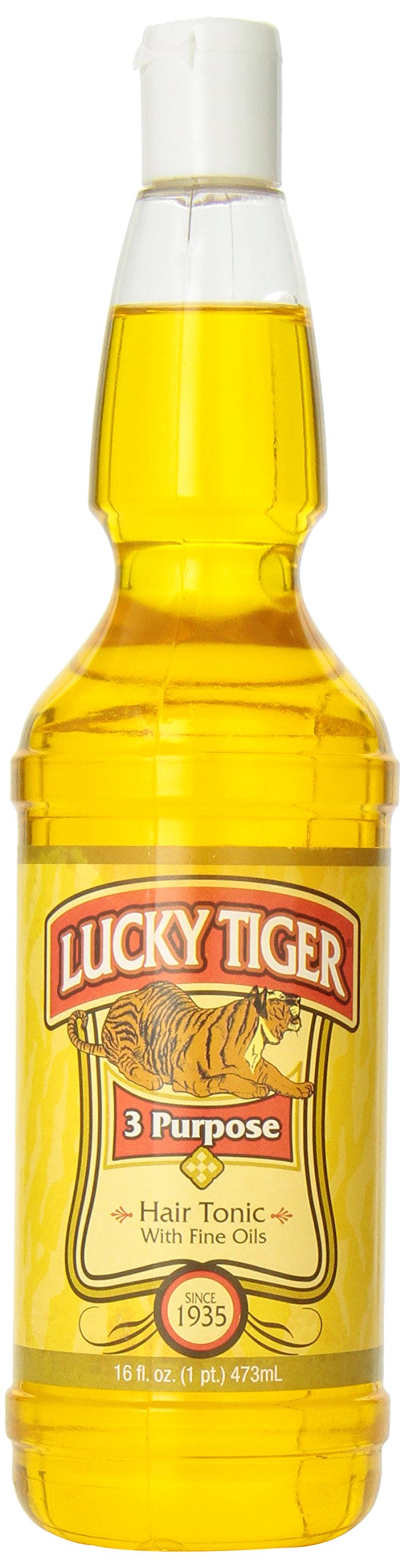 Lucky Tiger 3 Purpose Hair Tonic for Men - Classic Barbershop Hair & Scalp Treatment with Fine Oils - Conditions Hair, Stimulates Scalp & Reduces