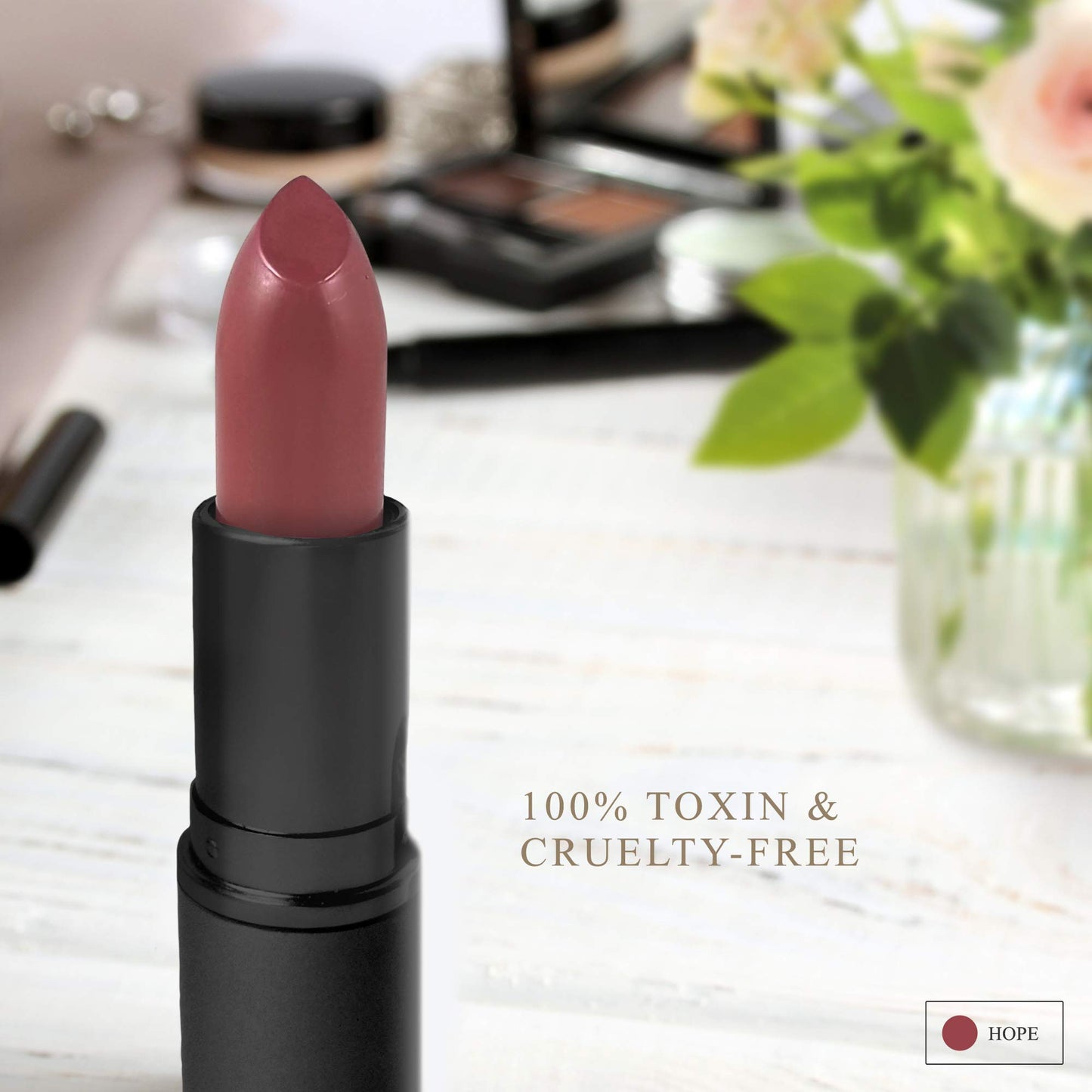 Luxury by Sofia All Natural Lipstick, Semi Matte Lip Color, Moisturizing Lipstick, Non Toxic, Non GMO, Highly Pigmented, Long Lasting Lipstick, Vegan