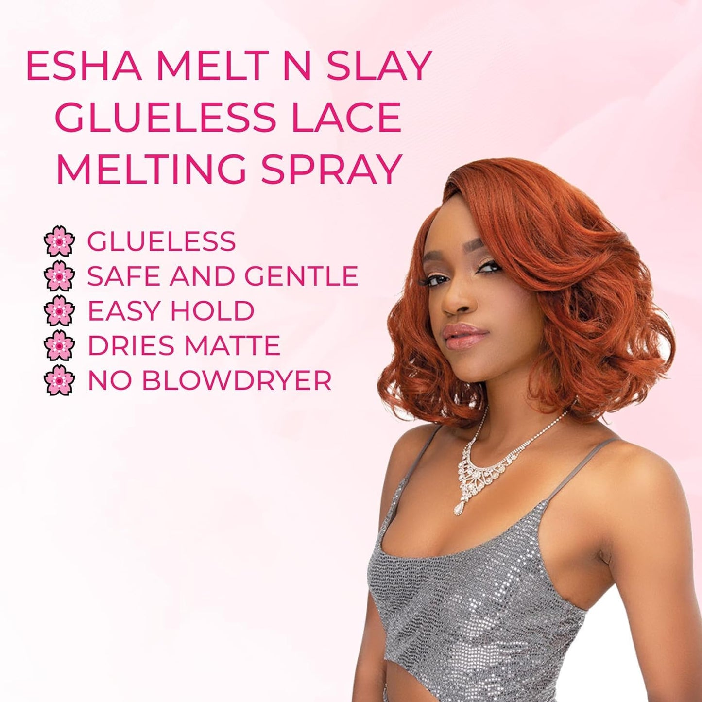 Esha Melt N Slay Glueless Lace Spray, Melting and Holding for Wigs, Lace Bond Adhesive Spray for Closure Wigs, Extensions, Strong, Natural Forming