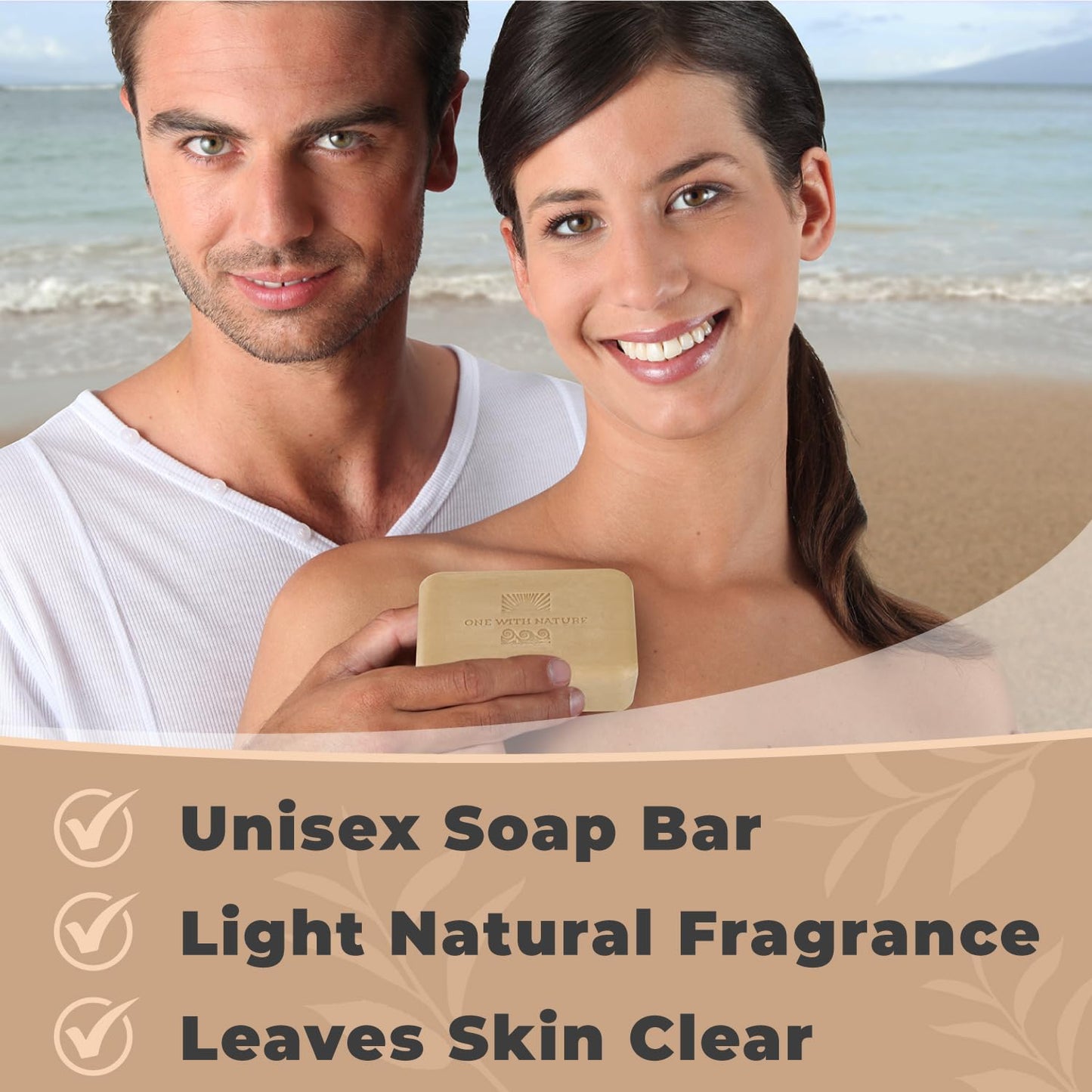 One With Nature Dead Sea Salt Shea Butter Soap 7oz 3-Pack - Purifying and Exfoliating Soap Bar with Dead Sea Minerals for Face & Body, for Men & Women