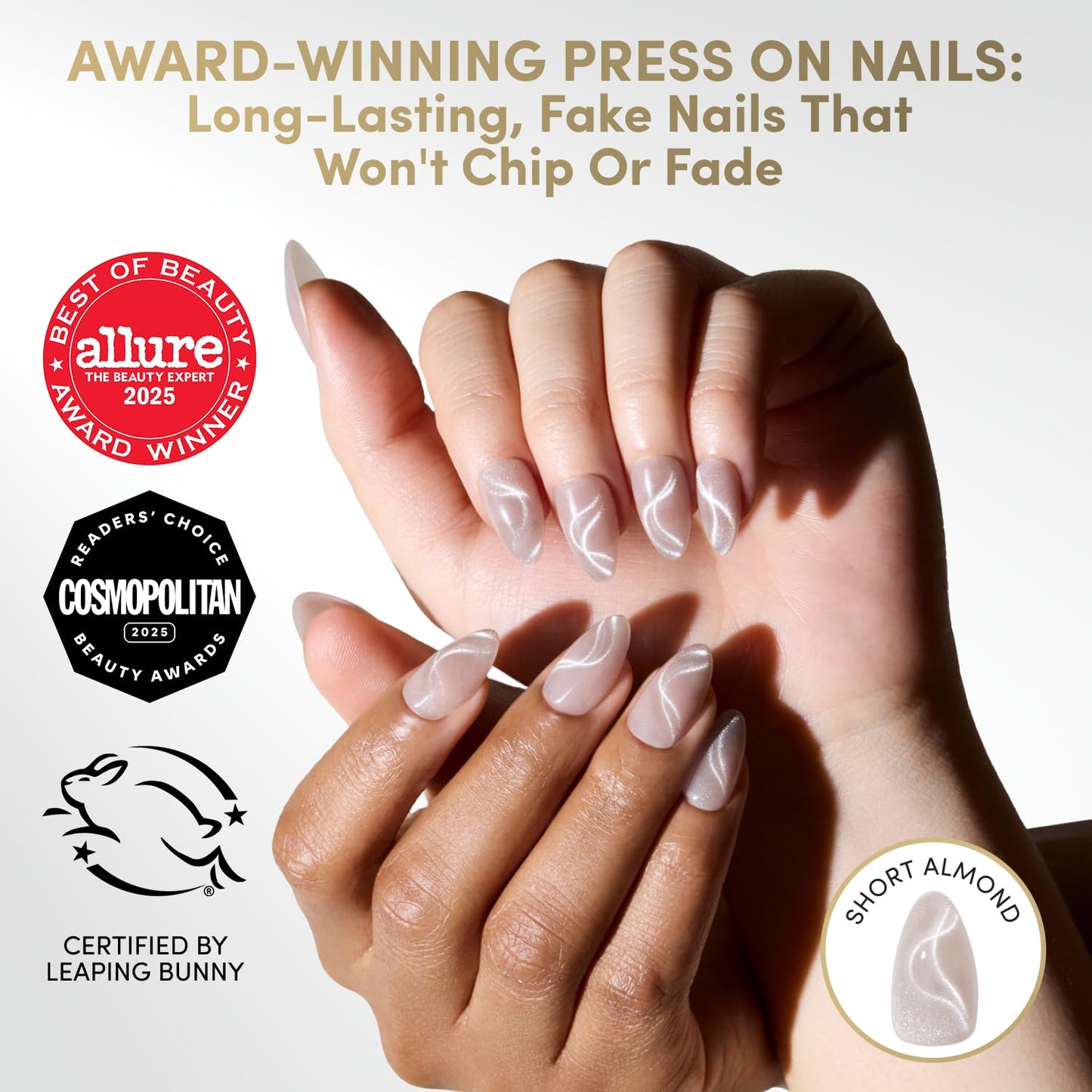 Glamnetic Press On Nails - Short Almond Fake Nails | Velvet Magnetic Abstract Nails, Salon Quality Press On Nails Kit with Glue | Woo-Man! - 30 Nail Beauty and Personal Care Glamnetic