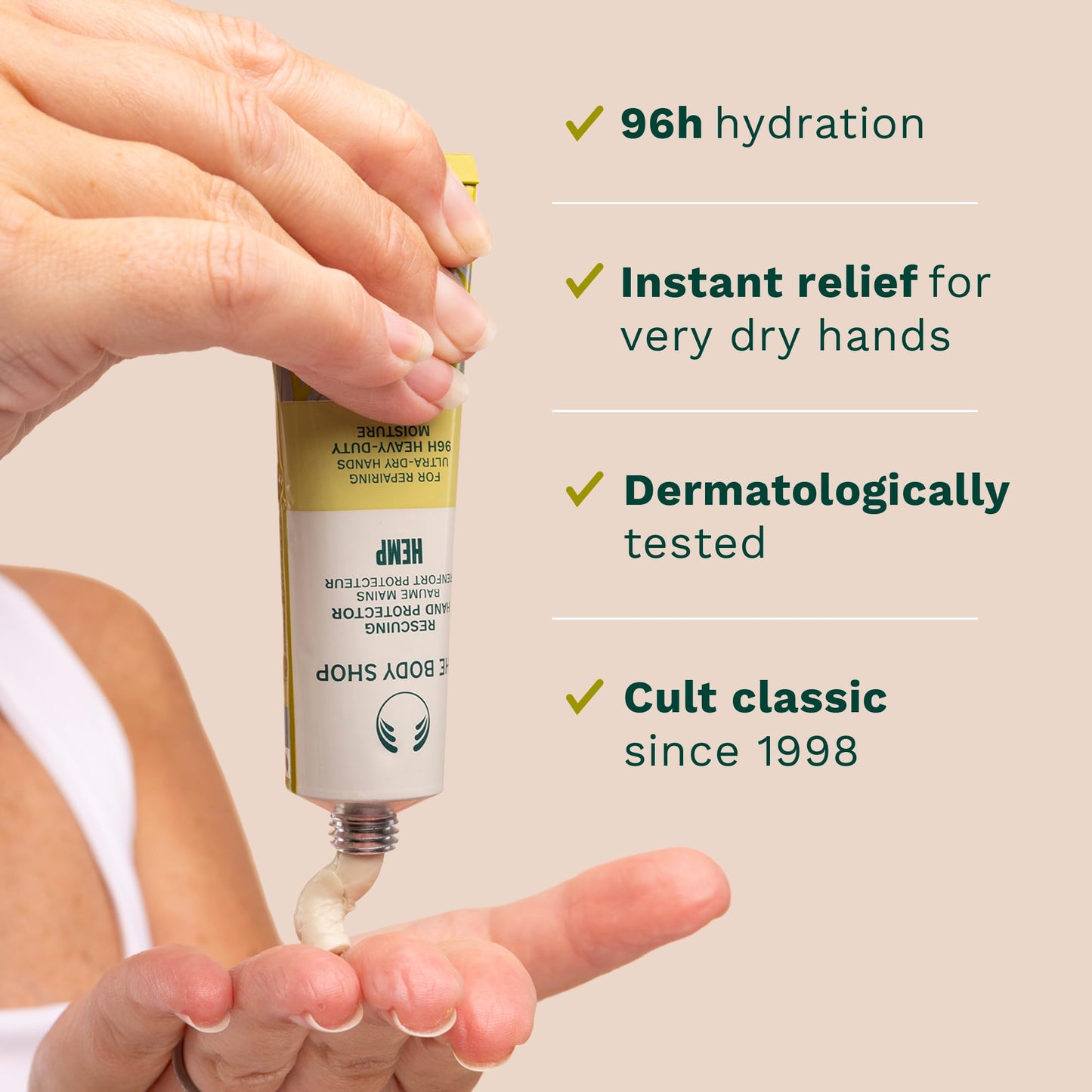 The Body Shop Hemp Hand Protector – Protecting & Hydrating Care for Ultra Dry Hands – 3.3 oz