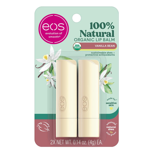 Eos Vanilla Bean Lip Balm Smooth Stick Set, White (Pack of 2)