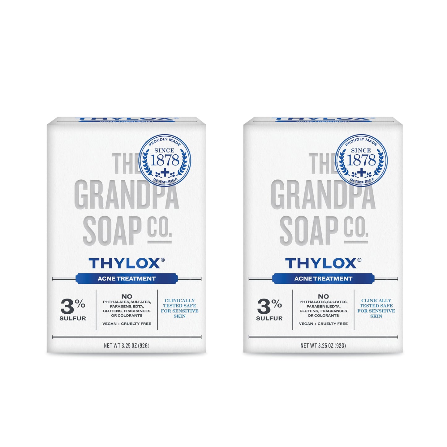 The Grandpa Soap Co. Thylox Acne Treatment Bar Soap - With 3% Natural Sulfur - Prevents and Eliminates breakouts - For Acne Prone Skin - Safe
