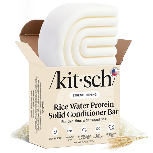 Kitsch Rice Water Conditioner Bar for Hair Growth - Rice Protein Hair Conditioner Bar to Repair Damage, Prevent Split Ends & Boosts Shine - Paraben