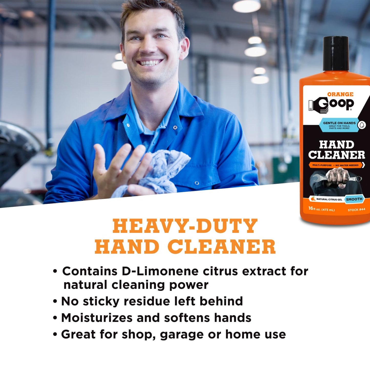 GOOP Orange Liquid Multi-Purpose Waterless Hand Cleaner - 16 oz Flip-Top Bottle