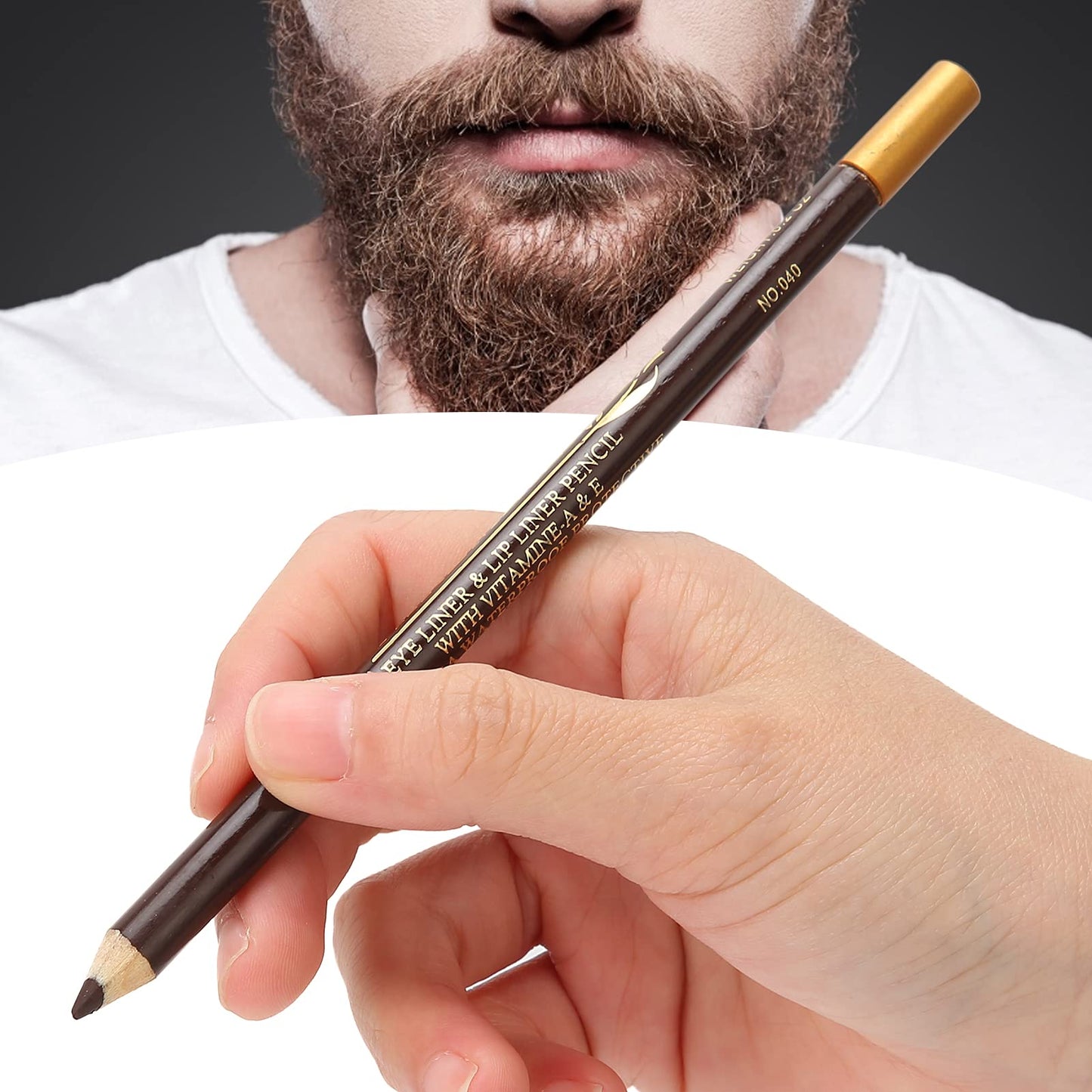 ANGGREK Beard Lineup Pen, White Hairline Pen Professional Beard Pencil Filler Household Beard Pencil Liner Shaping Styling Tool(Dark Brown) Beauty and Personal Care ANGGREK