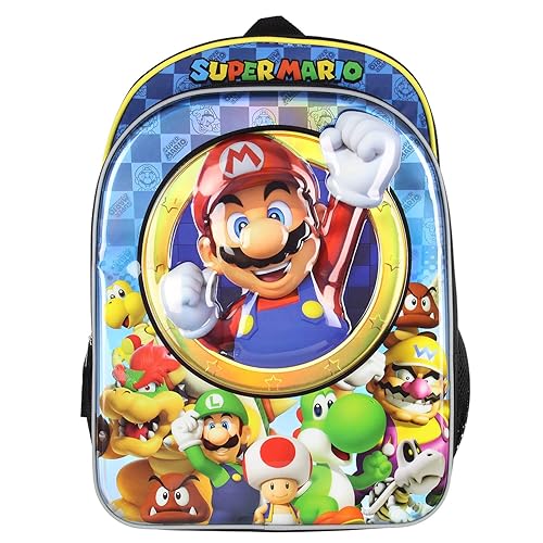 Bioworld Nintendo Super Mario Bros All Over Character Molded Iridescent 16" Backpack