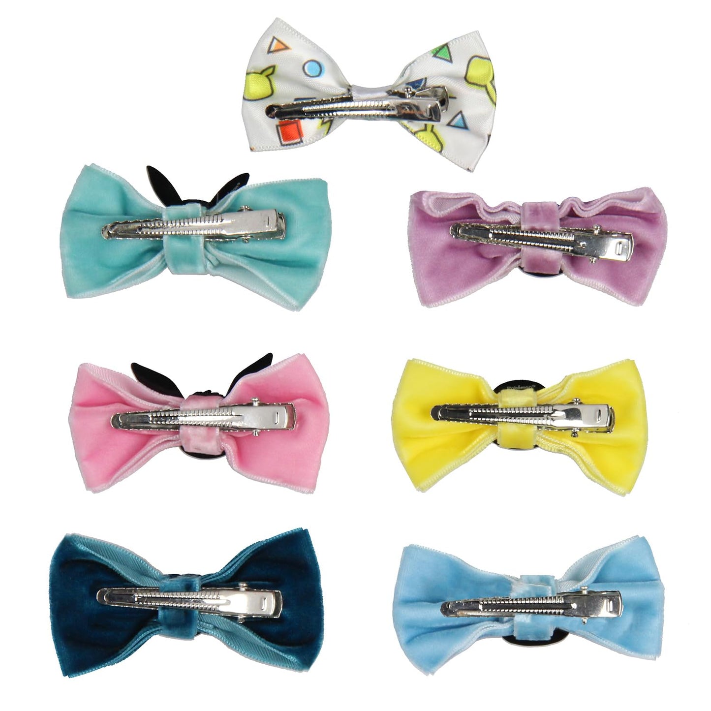 Pokemon Velvet Character Hair Accessories Bows Alligator Hair Clips For Women or Girls 7 Pcs