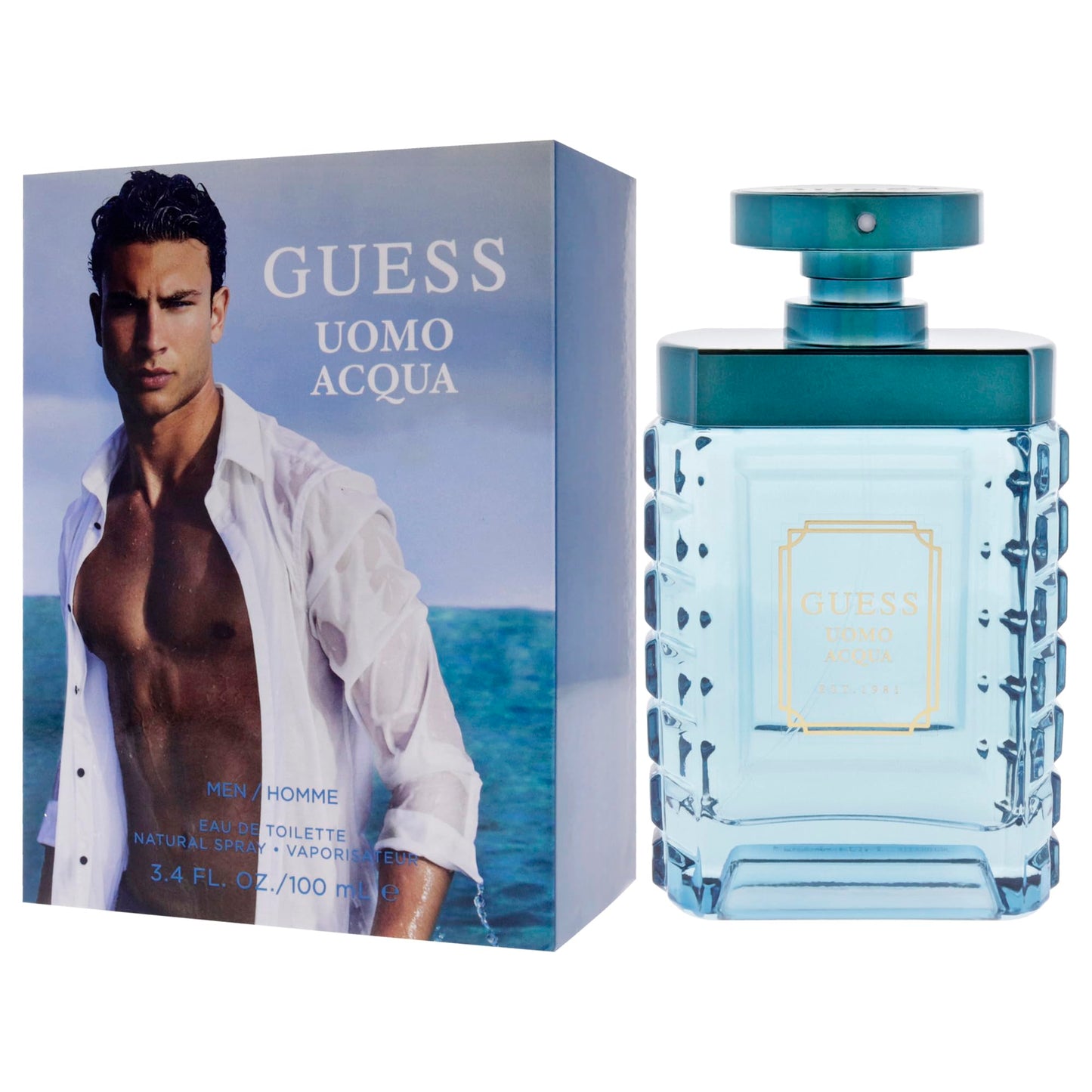 Guess Uomo Acqua Eau de Toilette Cologne Spray For Men, 3.4 Fl. Oz.