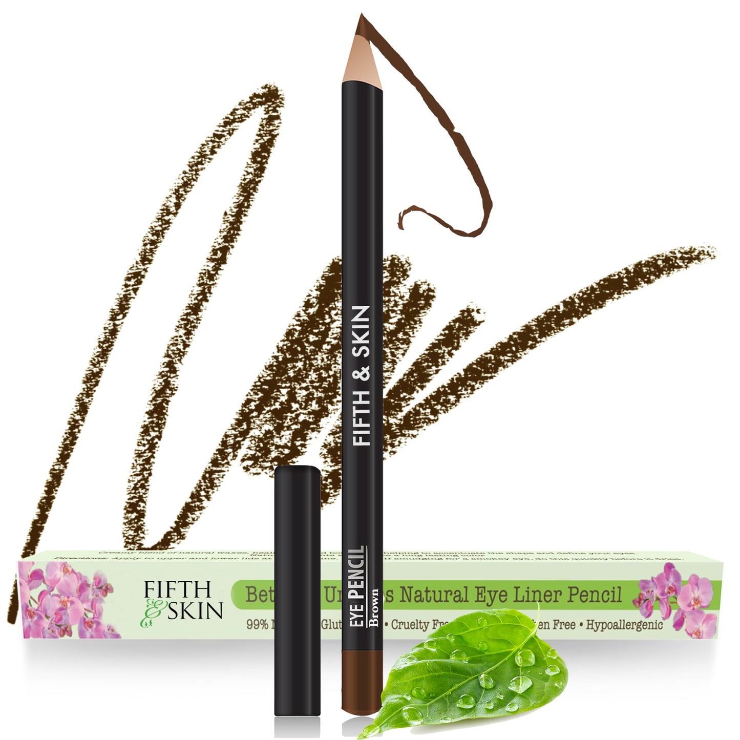 Fifth & Skin Better'n Ur Eyes Eyeliner Pencil (DARK BROWN) - NATURAL - Hypoallergenic - Sensitive Eyes - Gluten Free - Cruelty Free - Paraben Free…