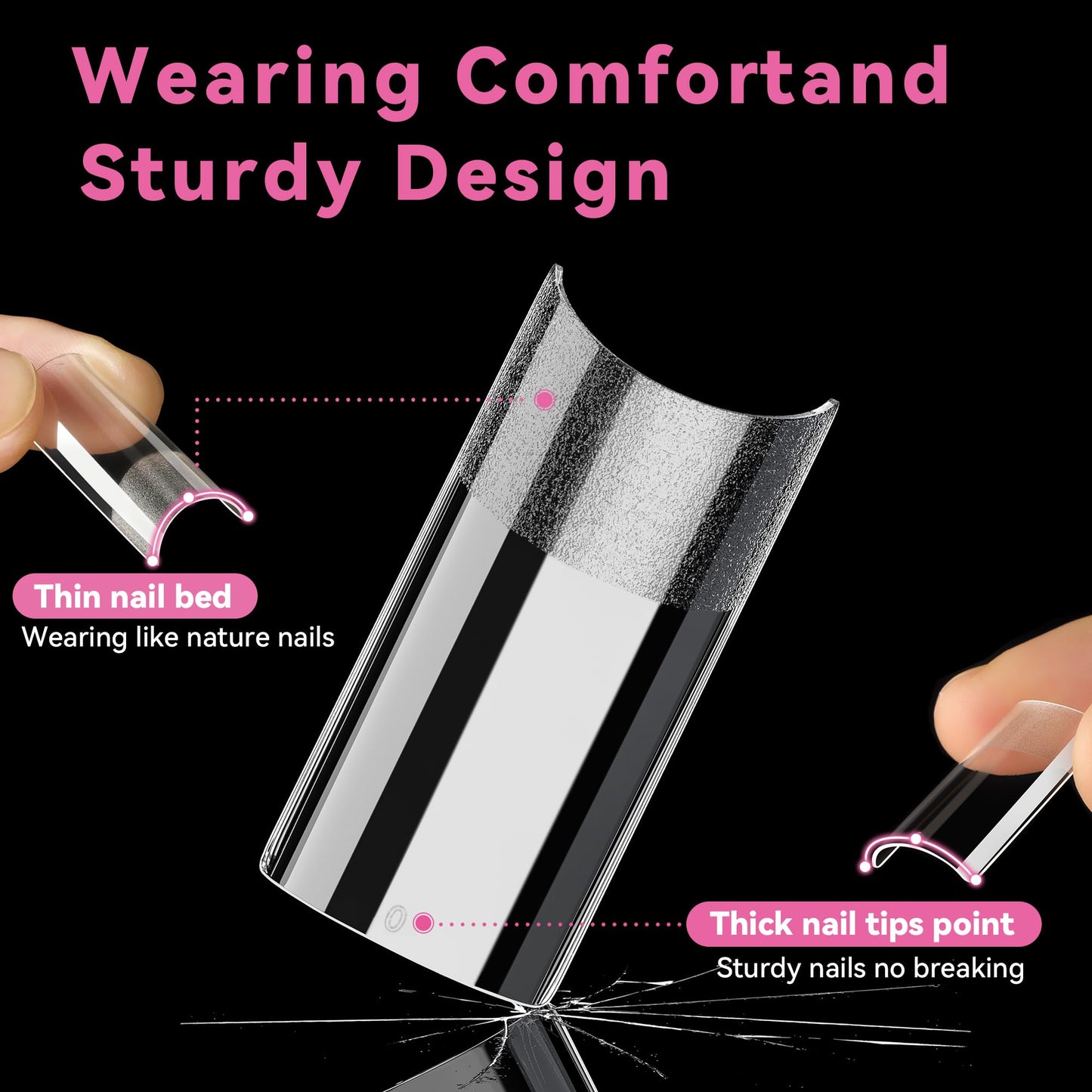 UNA GELLA No C Curve Medium Square Nail Tips 216 Pcs Pre-file Half Cover Straight Square Gel Nail Tips Clear Fake Nails Tips Half Matte Long Lasting Beauty and Personal Care UNA GELLA