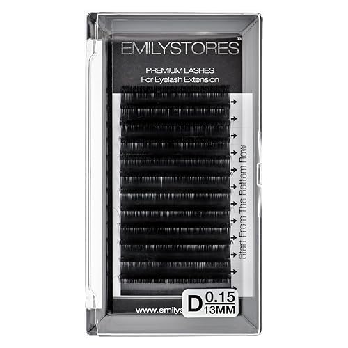 EMILYSTORES Eyelash Extensions 0.15mm Thickness D Curl Length 13mm Volume Individual eyelashes For Lash Extension(0.15,D,13mm)