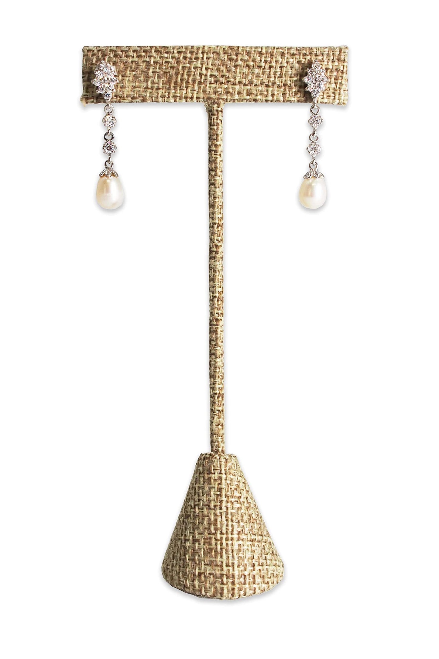 N'icePackaging 6Qty Burlap Canvas 6.75" High Free-Standing Earring T-Stand Display, T Shape Holder for Tradeshow, Home Business, Promotion, or just…