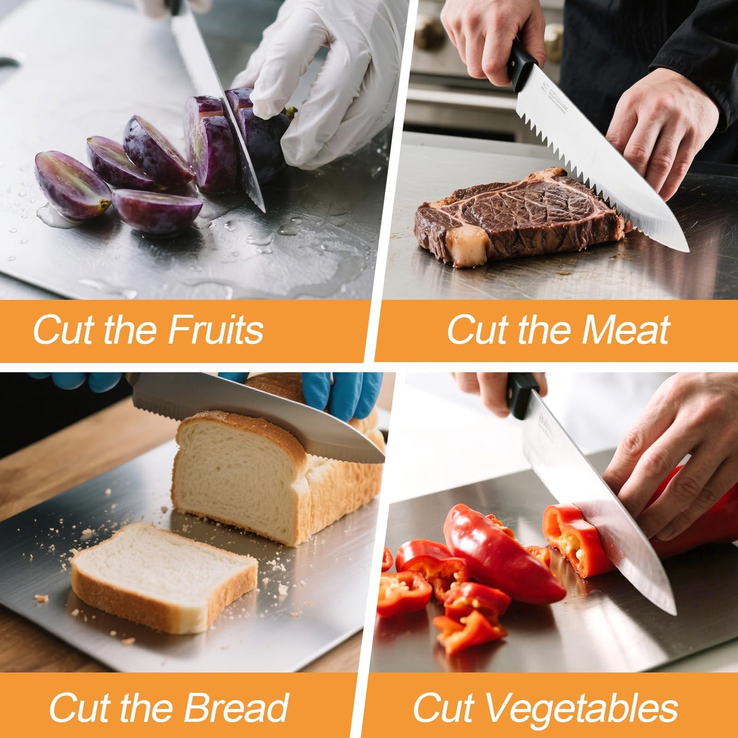 100% Pure Titanium Cutting Boards for Kitchen, Titanium Cutting Board Set of 3, 2025 New Food-Grade Chopping Board for Easy to Clean and Will Not Abso