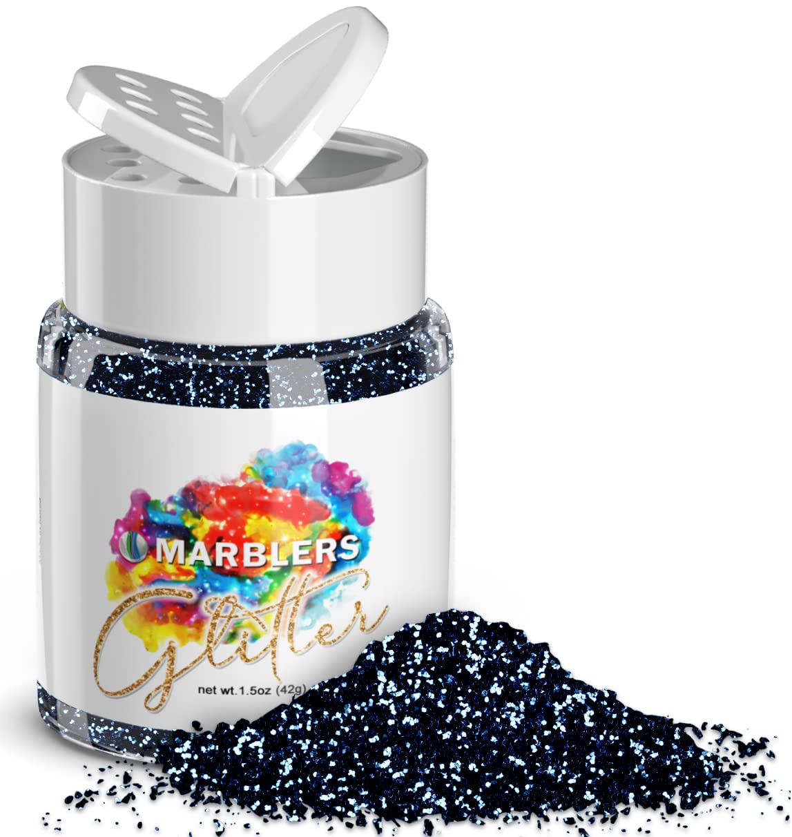 MARBLERS Twinkle Glitter [Navy] 1.5oz (42g) | Fine | Non-Toxic, Vegan, Cruelty-Free | Face, Body, Eyeshadow, Hair, Festival, Party Makeup | Nail Art