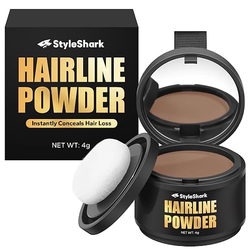 StyleShark Hairline Powder - Stain-Proof Root Touch Up and Thinning Hair Cover for Women and Men (Light Brown)