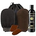 Tan Physics Sunless Tanner - 6pc Tanning Kit with Face & Body Mitts, Exfoliation Mitt & Travel Bag - Self Tanning Lotion for Face & Body - Instant