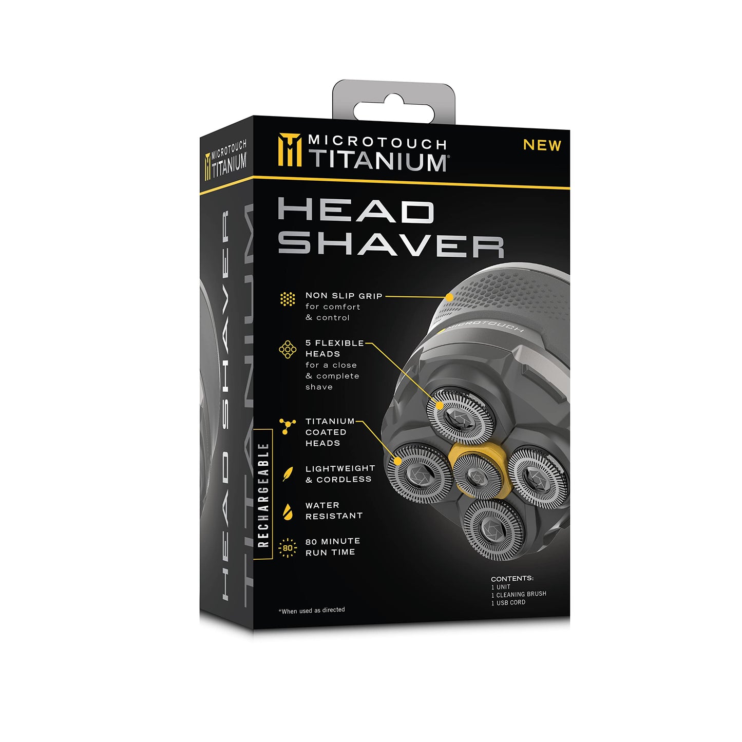 Microtouch Titanium Electric Head Shaver - Rechargeable Head and Face Shaver for Men, Cordless Razor