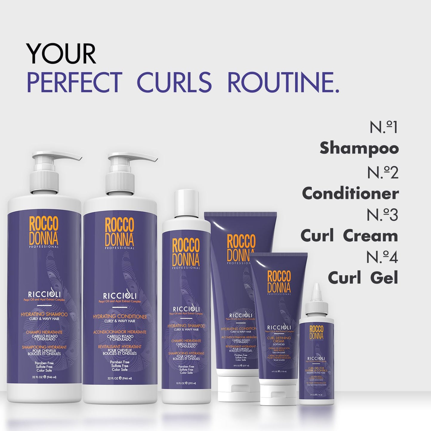 Rocco Donna Curl Defining Cream, Soft Hold, Defines and Moisturizes Curls and Waves, Frizz Control, Natural Look, Riccioli Complex with Pequi Oil