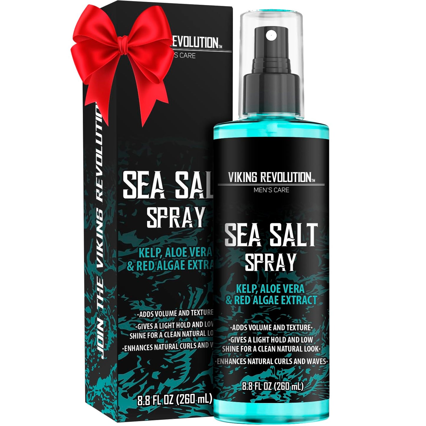 Viking Revolution Sea Salt Spray for Men - Hair Texturizing Spray with Kelp, Aloe Vera and Red Algae Extract - Surf Sprays to Add Volume and Texture
