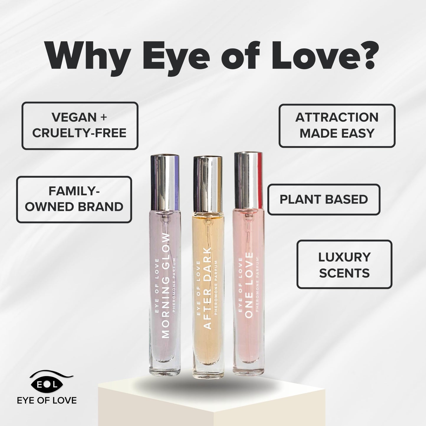 Eye Of Love Pheromone Parfum Set - Morning Glow, One Love, After Dark to Attract him- 30ml