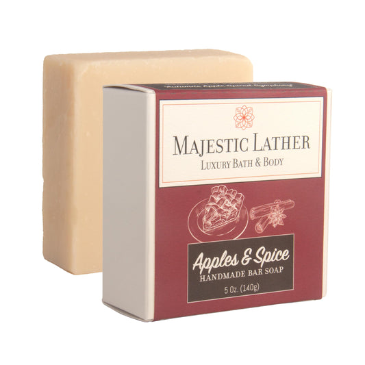 Apples & Spice Luxury Bar Soap for Face & Body. Made with Organic Ingredients for Men & Women. For All Skin Types. Natural Cold Process. Made in the Beauty & Personal Care Majestic Lather