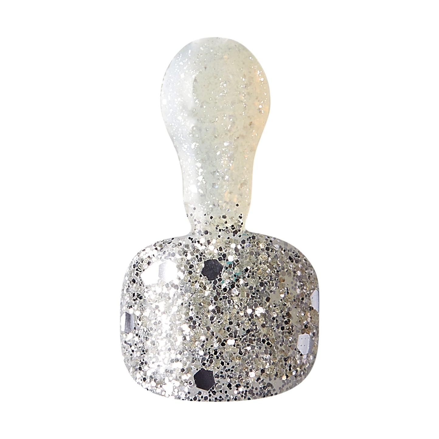 GoldFinger Press On Toenails Regular Fit White Glitter French Design, Squoval Shape, Long Lasting Nail Glue Included, Glue On Toe Nails (Perfect