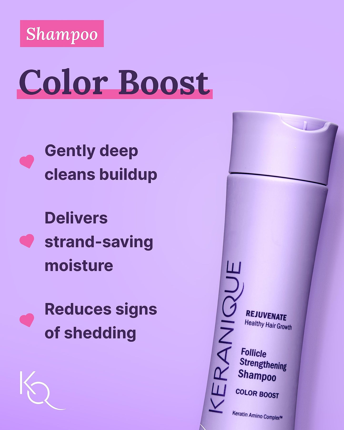 Keranique Color Treated Shampoo and Conditioner Set with Hair Thickening Spray - Keratin Enriched Color Boost Set w/Shampoo & Conditioner and Lift