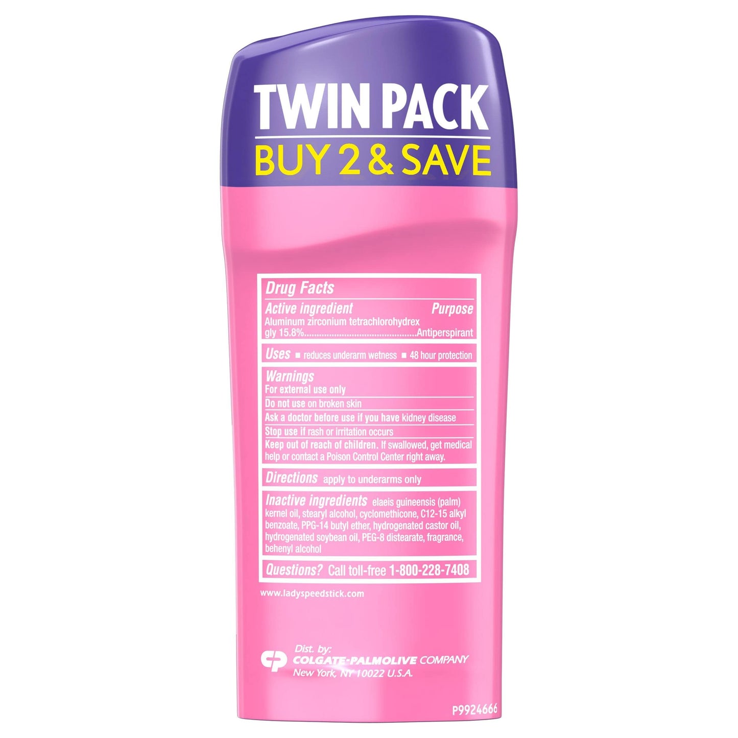 Lady Speed Stick Invisible Dry Antiperspirant Deodorant, Shower Fresh, 2.3oz Twin Pack