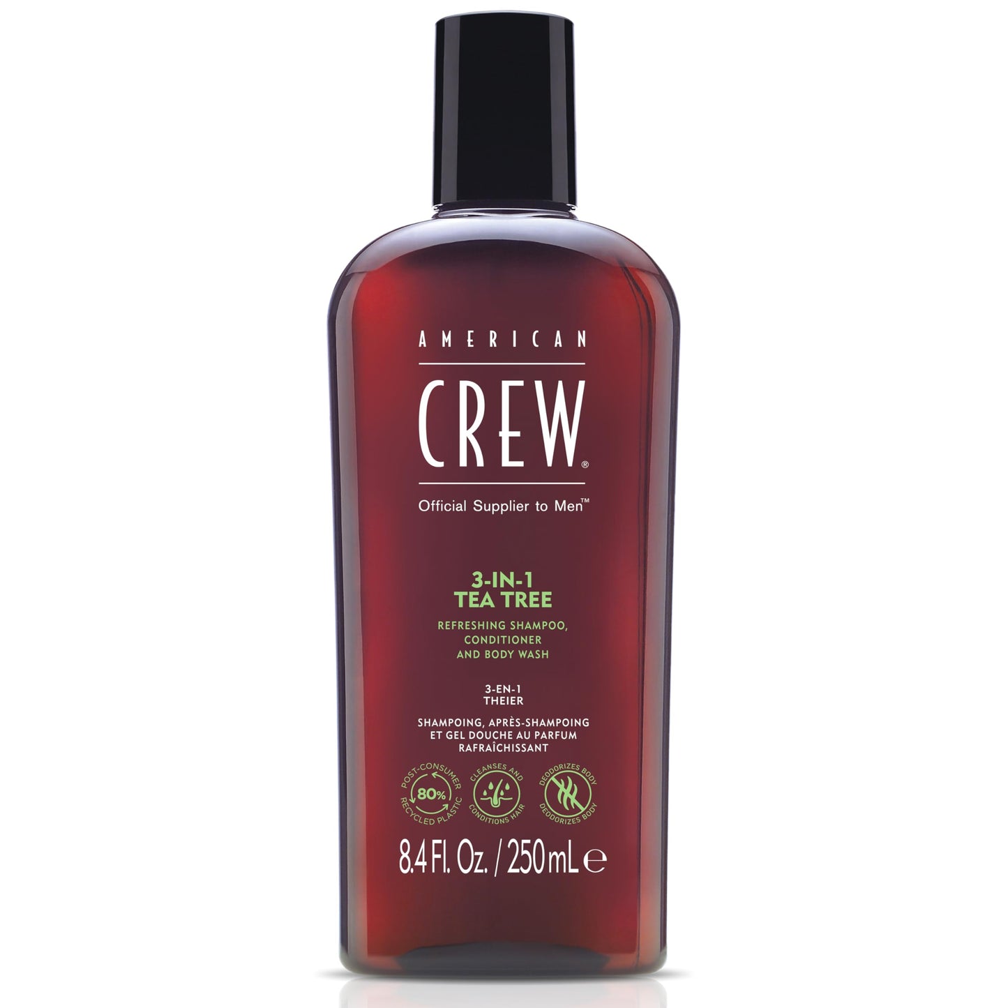 American Crew Shampoo, Conditioner & Body Wash for Men, 3-in-1, Gift for Men, Tea Tree Scent, 8.4 Fl Oz