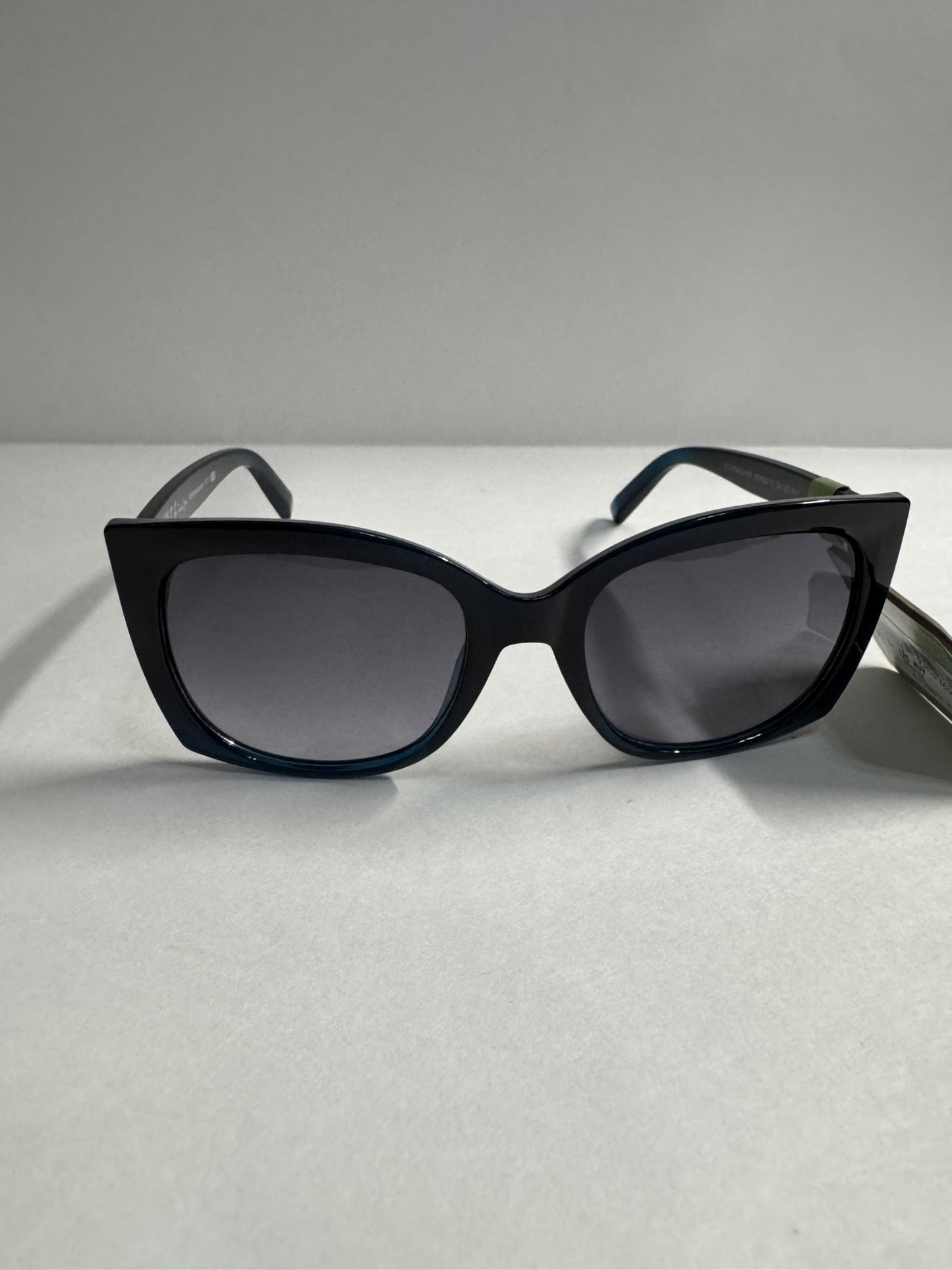 Panama Jack Designer Cat Eye Sunglasses, Black with blue Frame with Gradient Lenses, Oversized Women's Fashion Shades PJ 24