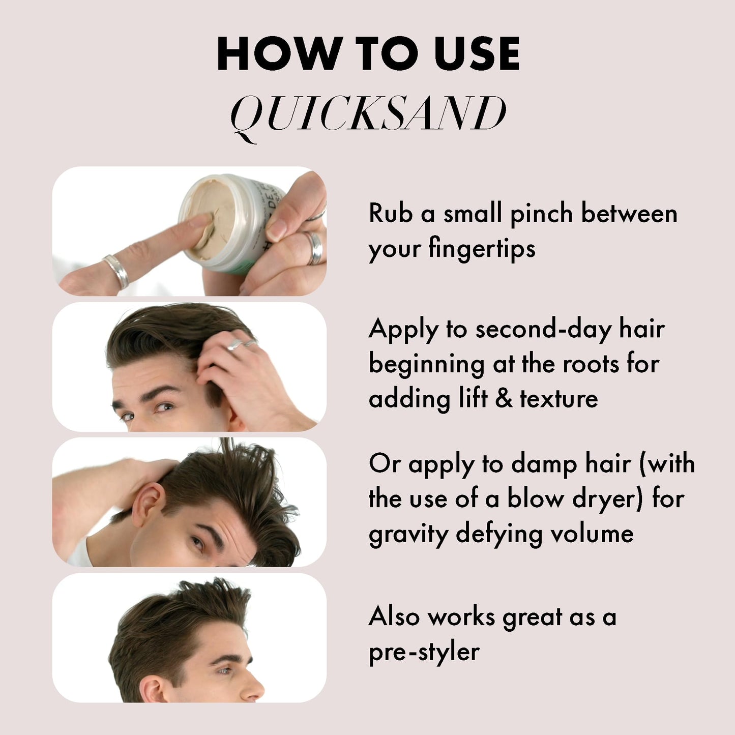 Hanz de Fuko Quicksand - Premium Men’s Hair Styling Wax & Dry Shampoo for a High Hold, Ultra Matte Finish - Ideal Texture Product for Thin, Thick