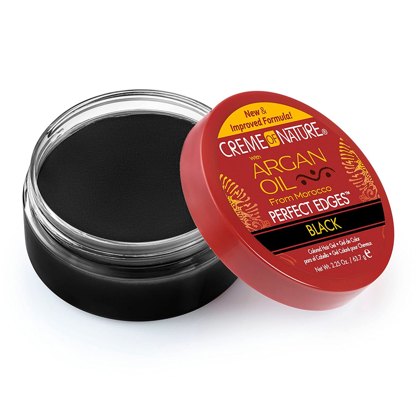 Creme of Nature Perfect Edges™ Black Edge Control Gel, 24-Hour Hold with Gray Coverage and Shine, Non-Flaking Tinted, Argan Oil Edge Tamer, 2.25 oz