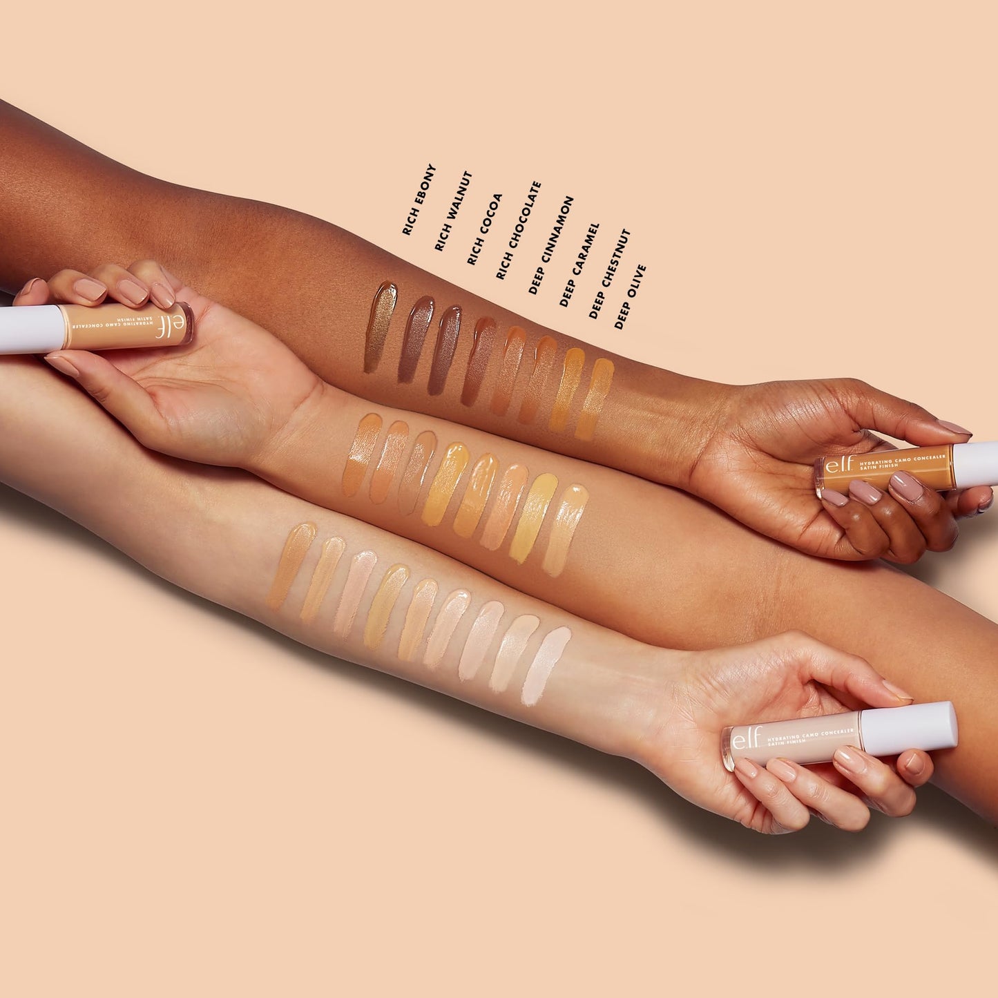 e.l.f. Hydrating Camo Concealer, Covers Blemishes & Under-Eye Circles, Full-Coverage & Delivers A Satin Finish, Vegan & Cruelty-Free, Rich Chocolate