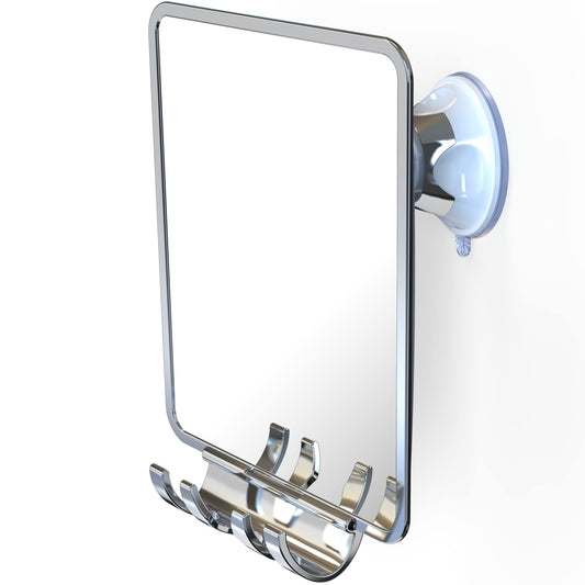 Luxo Fogless Shower Mirror – Shatterproof Mirror with Razor Holder & Suction Cup, Ideal for Shaving in Shower, Removable & Durable