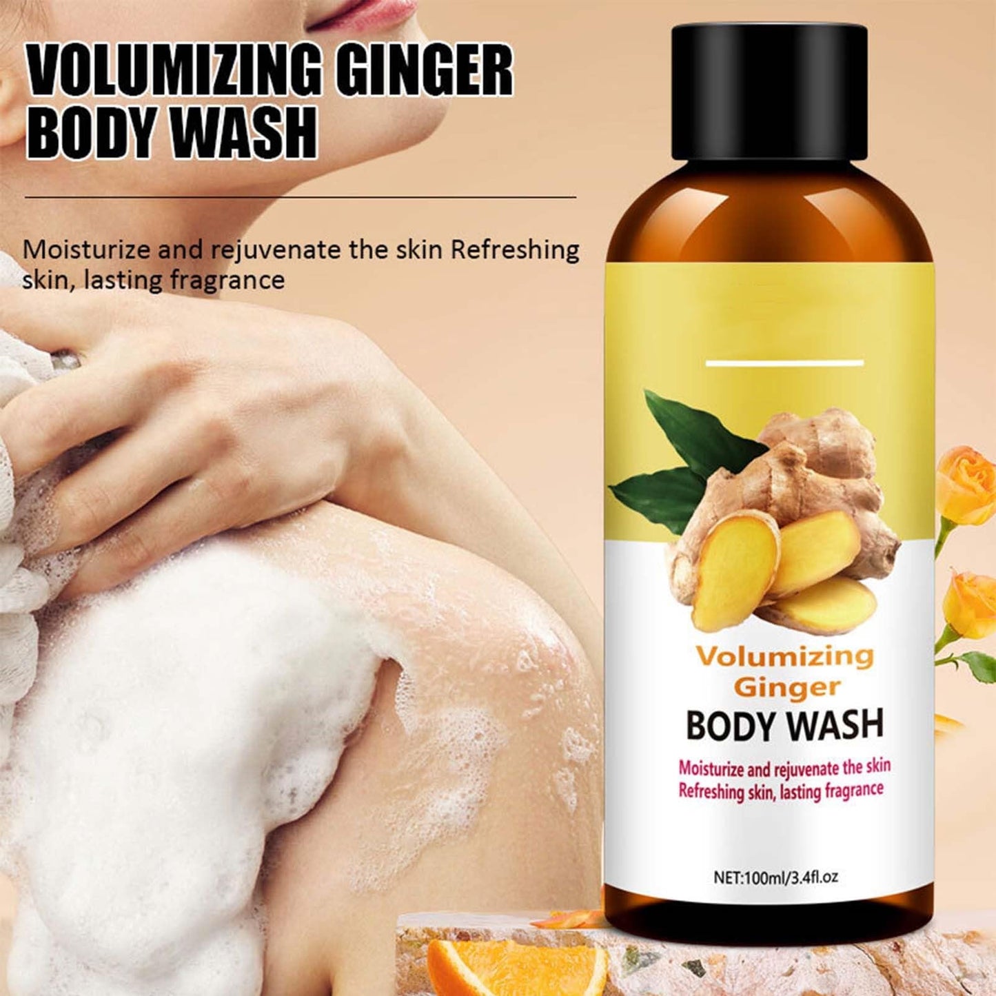 Shampoo & Conditioner & Body wash, Body Wash and Hair Care Gift Set,Ginger Skincare Relaxing Home Spa Set, Anti Hair Loss, Strengthen & Volumize, Bath