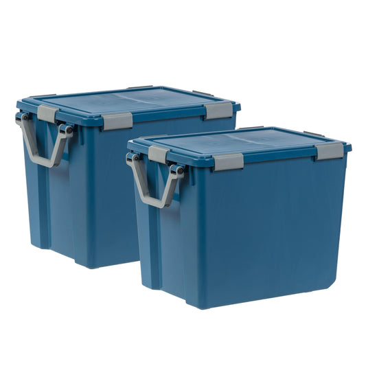IRIS USA WeatherPro 103 Qt Eco-Friendly Storage Bins with Lids, 2 Pack, BPA-Free Plastic Gasket Box with Tight Latch and Seal, Stackable Nestable…
