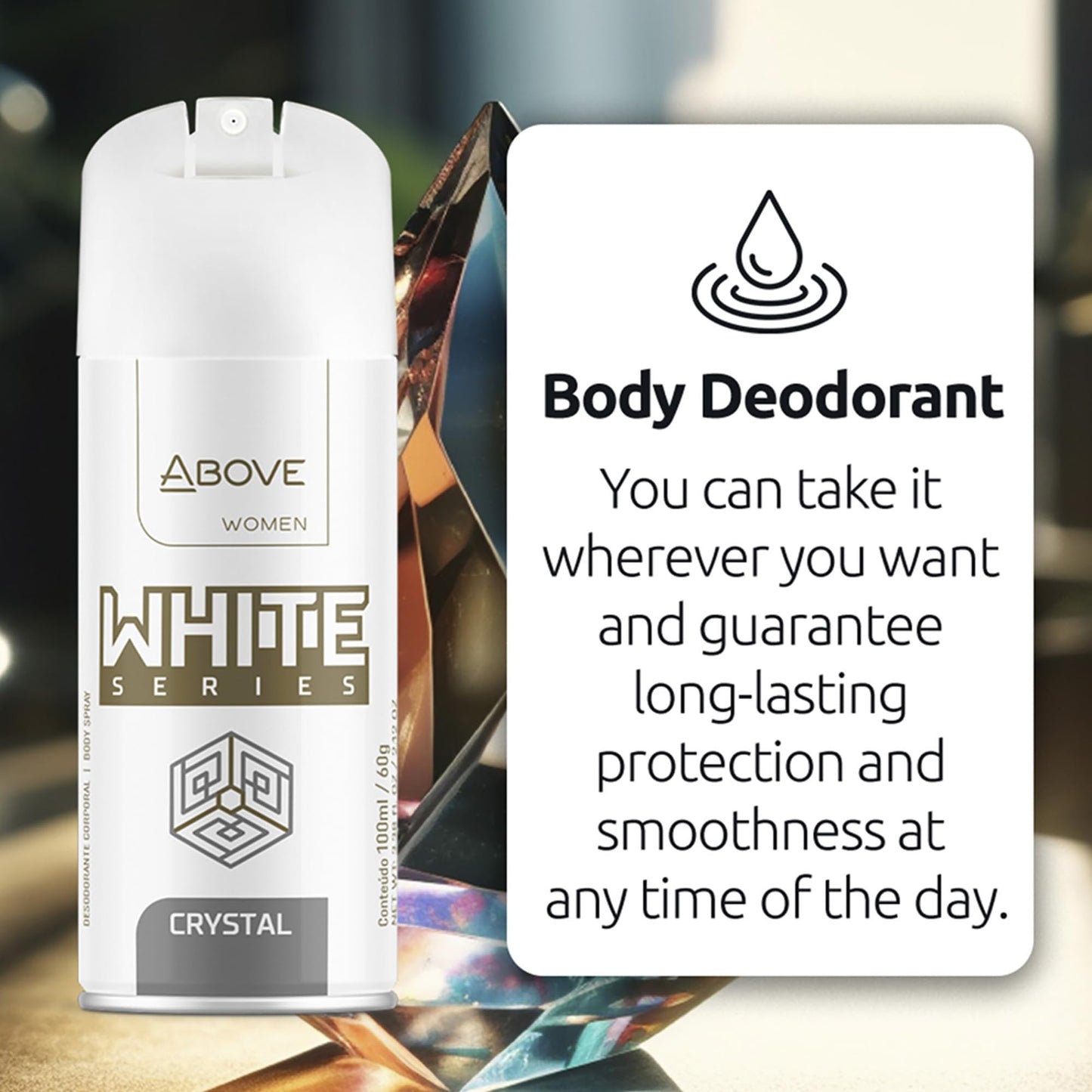 ABOVE White Series Body Spray, Crystal, 4 pcs - Deodorant Spray - Masks Perspiration Odors - Long-Lasting Dry Spray - Paraben-Free - Cruelty-Free 2.12 Beauty and Personal Care ABOVE