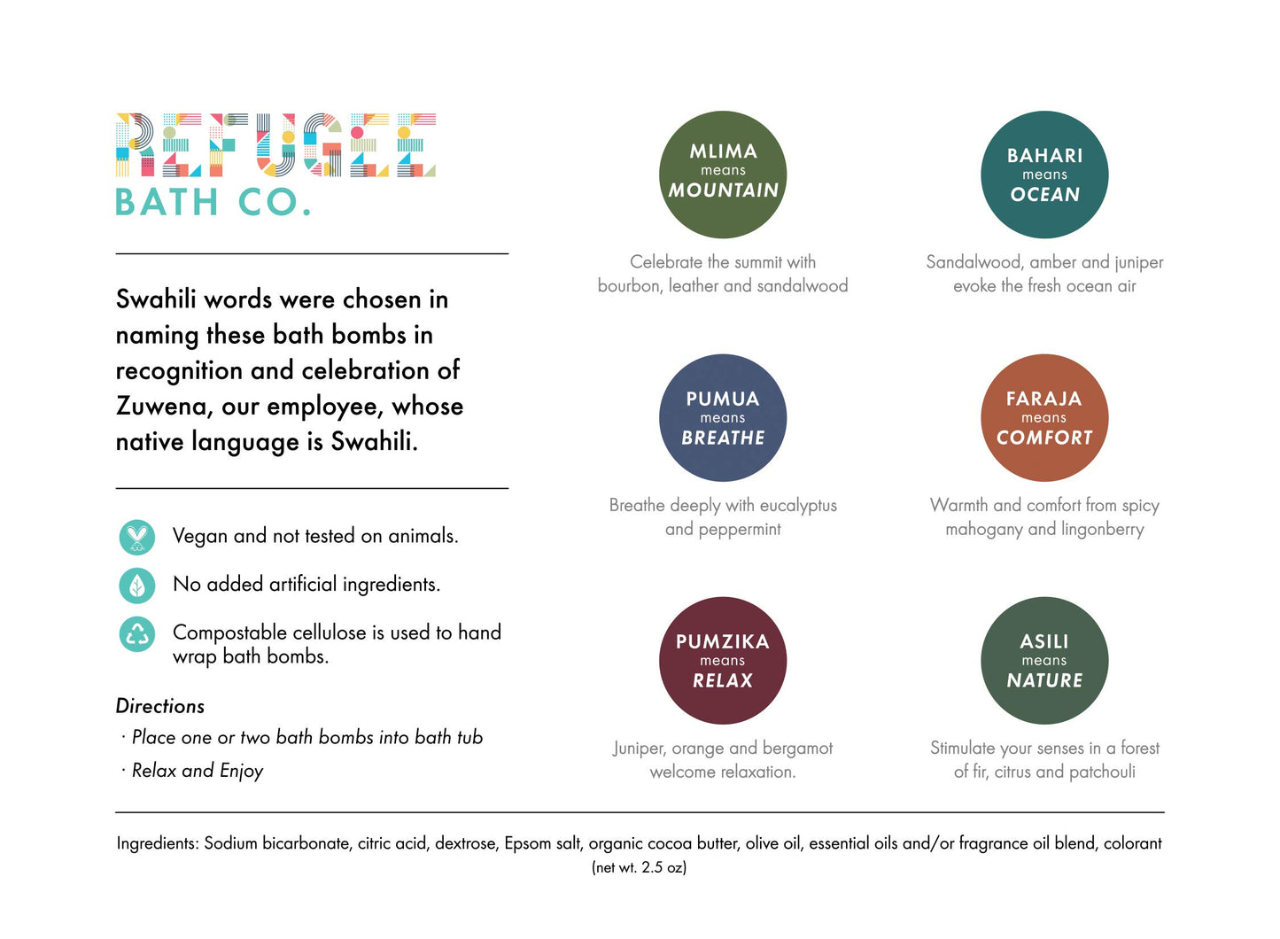 Refugee Bath Co. Mens Variety Bath Bombs, 2.5 oz Each, Cocoa Butter and Plant Based Ingredients, Vegan, Support Refugee Employment in The USA, Made…