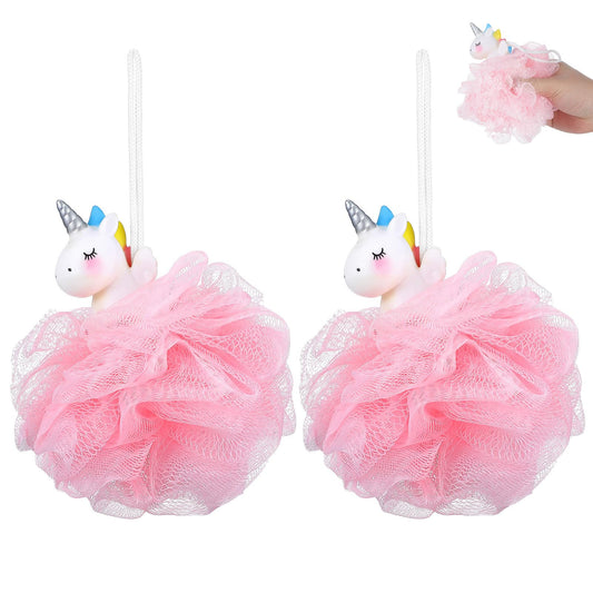 WRITWAA Shower Loofah 2 Pack Unicorn Kids Bath Sponge Body Scrubber Bathing Ball Loofah Sponge for Kids Girls Boys Bathing Use Beauty and Personal Care WRITWAA