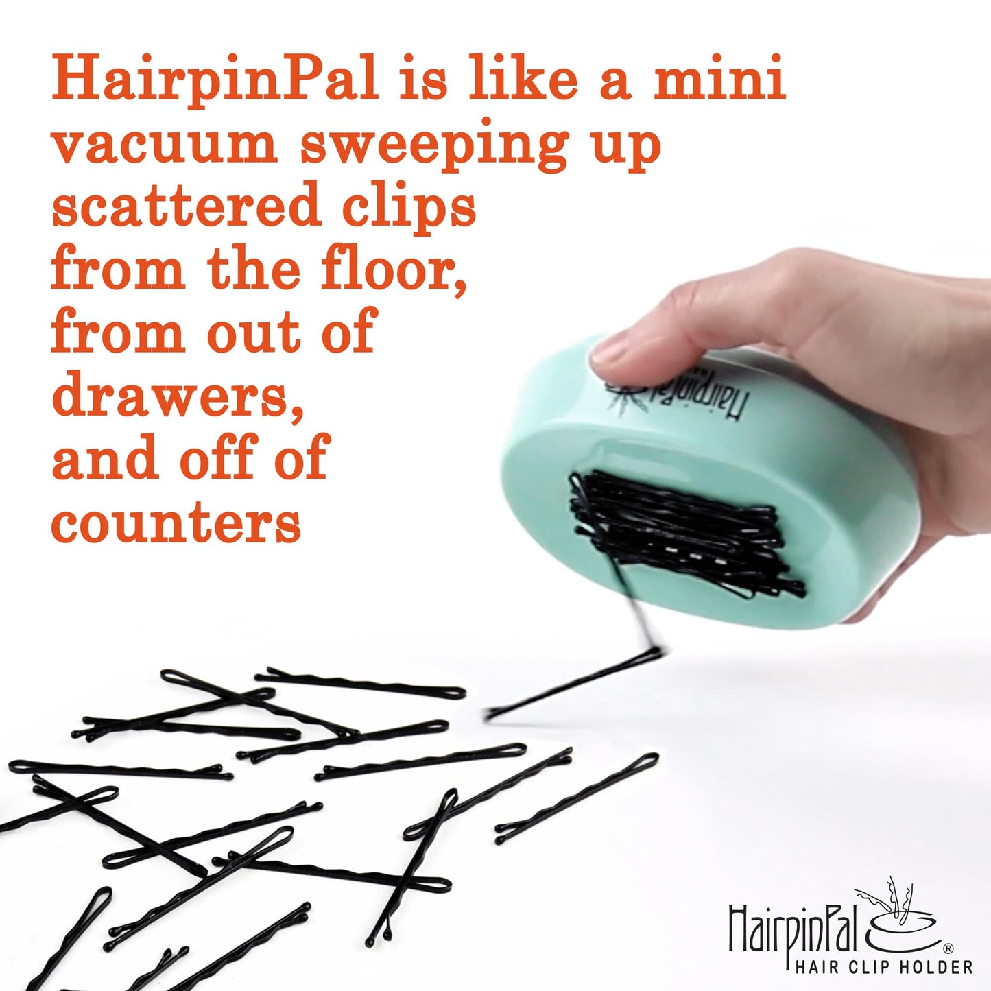HairpinPal Magnetic Bobby Pin Holder - Easy Hair Clip and Pin Collector - Manage Hair Clips - Keeps Rooms Tidy - Sea Foam Teal - Made in the USA
