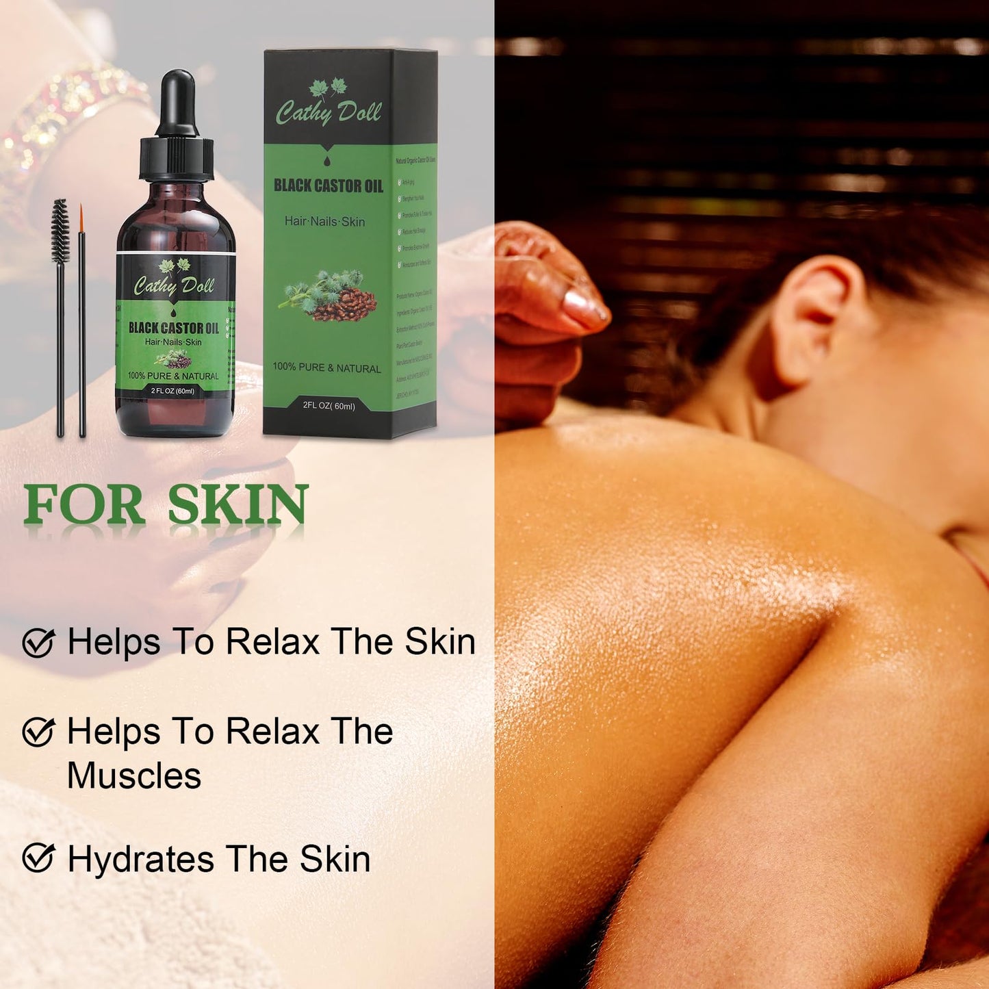 Jamaican Black Castor Oil Organic Cold Pressed Castor Oil For Hair 100% Pure Natural Castor Oil For Eyelashes Eyebrows (2 oz)