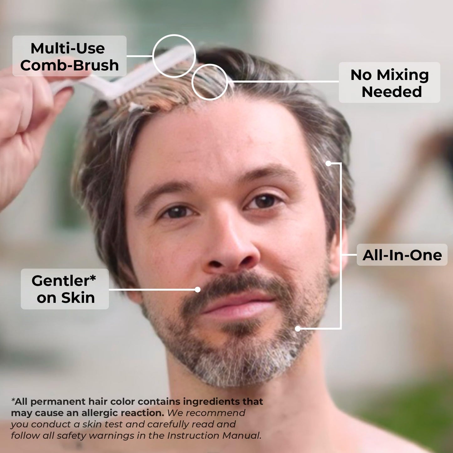 Simpler Hair Color Blond Mustache and Beard Upgraded Brush Kit with 3 Brushes Included for Precision Application - Gentle Beard Coloring for Gray Hair