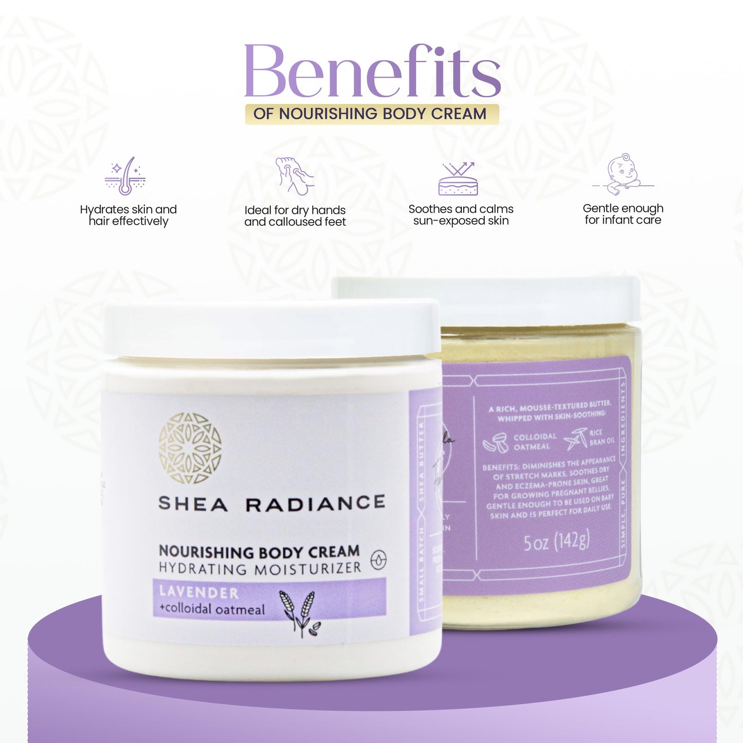 Shea Radiance Nourishing Body Cream with Colloidal Oatmeal | Hydrating Moisturizer for Sensitive Skin | Gentle Hydration with Long Lasting Moisture |