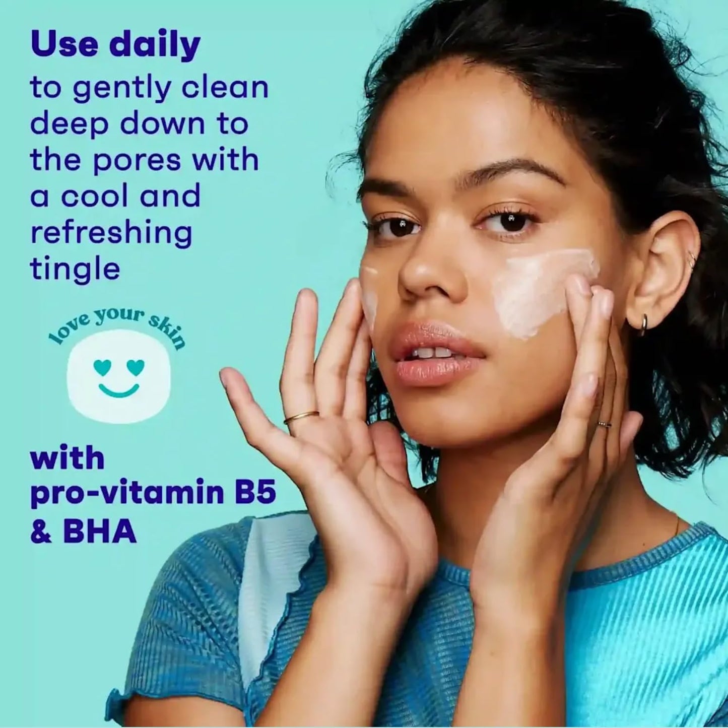 Clean & Clear Oil-Free Deep Action Cream Facial Cleanser with Salicylic Acid Acne Medication, Cooling Face Wash for Deep Pore Cleansing of Acne-Prone